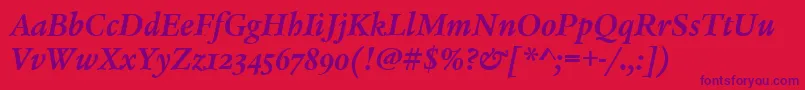 LegacySerifOsItcTtBoldita Font – Purple Fonts on Red Background