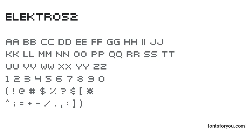 A fonte Elektr052 – alfabeto, números, caracteres especiais