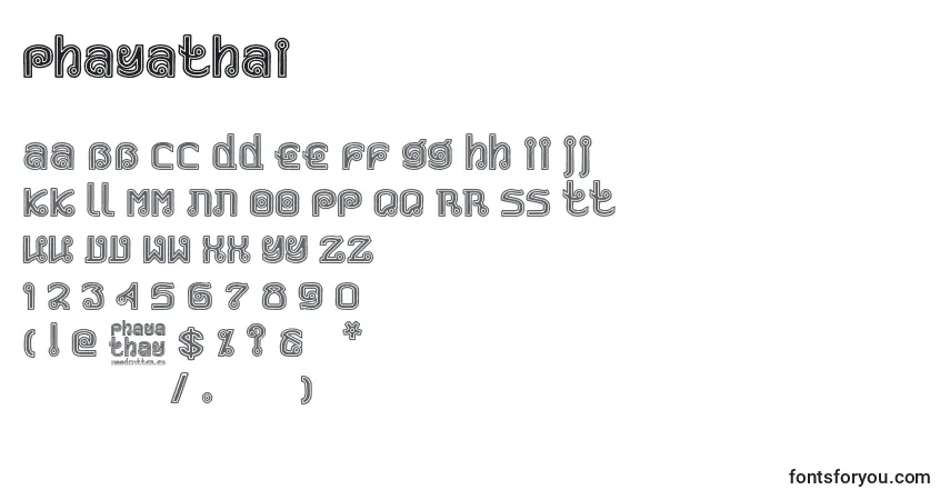 PhayaThai-fontti – aakkoset, numerot, erikoismerkit
