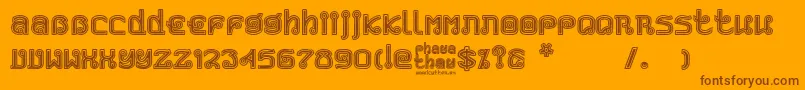 PhayaThai-Schriftart – Braune Schriften auf orangefarbenem Hintergrund