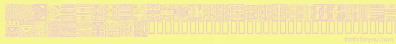 HausethnikdingbatsRegular-fontti – vaaleanpunaiset fontit keltaisella taustalla