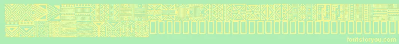 HausethnikdingbatsRegular-Schriftart – Gelbe Schriften auf grünem Hintergrund