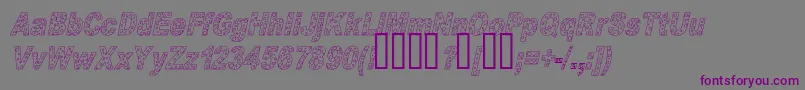 フォントHole3CursiveOutline – 紫色のフォント、灰色の背景
