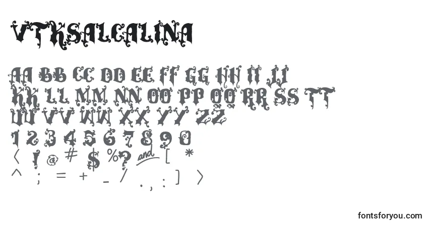A fonte Vtksalcalina – alfabeto, números, caracteres especiais