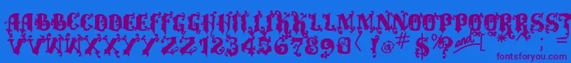 Vtksalcalina-Schriftart – Violette Schriften auf blauem Hintergrund