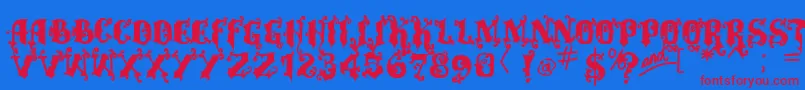 Шрифт Vtksalcalina – красные шрифты на синем фоне