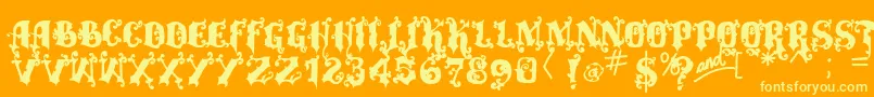 More about Vtksalcalina Font Vtksalcalina Font – Yellow Fonts on Orange Background