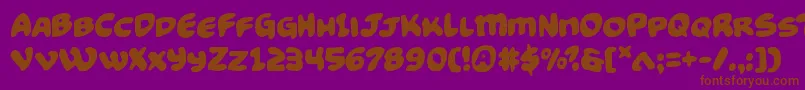 Funnypages-Schriftart – Braune Schriften auf violettem Hintergrund