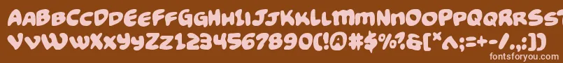 Weitere Informationen zur Funnypages-Schriftart Funnypages-Schriftart – Rosa Schriften auf braunem Hintergrund