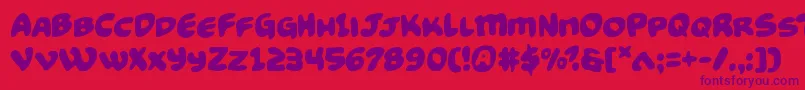 Fonte Funnypages – fontes roxas em um fundo vermelho