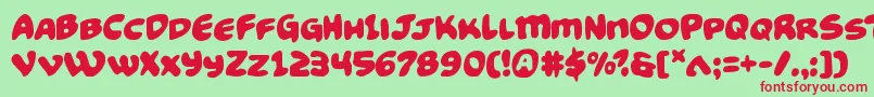 Funnypages Font – Red Fonts on Green Background