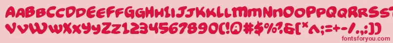 Fonte Funnypages – fontes vermelhas em um fundo rosa
