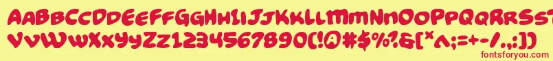 Funnypages-fontti – punaiset fontit keltaisella taustalla