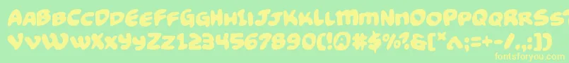 Funnypages-Schriftart – Gelbe Schriften auf grünem Hintergrund