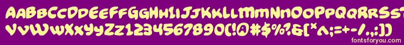 Weitere Informationen zur Funnypages-Schriftart Funnypages-Schriftart – Gelbe Schriften auf violettem Hintergrund