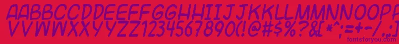 Universal Font – Purple Fonts on Red Background