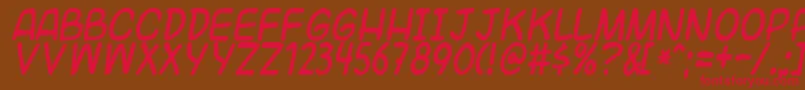 フォントUniversal – 赤い文字が茶色の背景にあります。