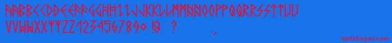 Comicrunes Font – Red Fonts on Blue Background