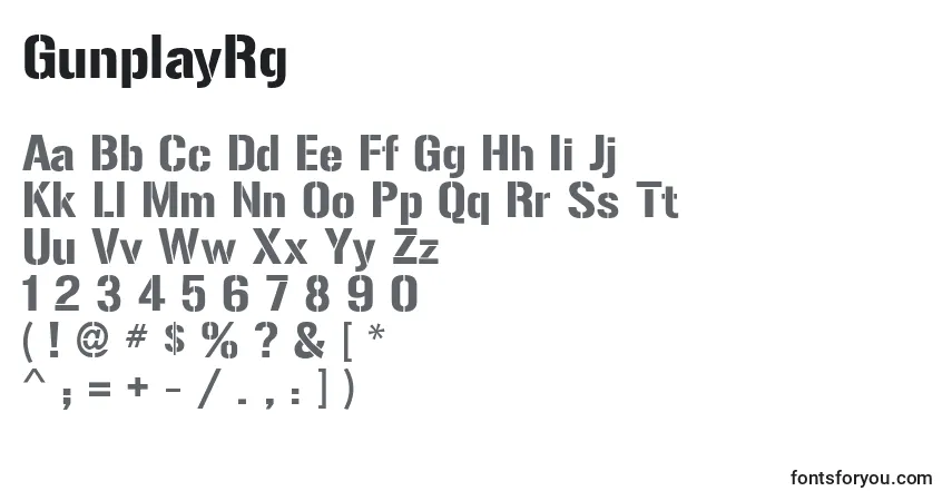 Czcionka GunplayRg – alfabet, cyfry, specjalne znaki