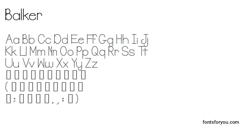 Schriftart Balker – Alphabet, Zahlen, spezielle Symbole
