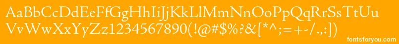 AjensonproLt-Schriftart – Weiße Schriften auf orangefarbenem Hintergrund