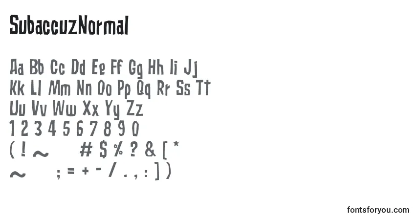 SubaccuzNormal-fontti – aakkoset, numerot, erikoismerkit