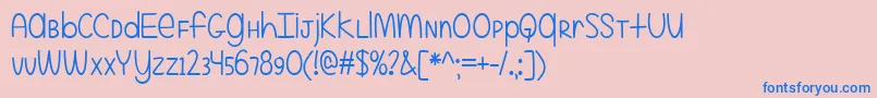 Weitere Informationen zur EvenMoreMixedUp-Schriftart EvenMoreMixedUp-Schriftart – Blaue Schriften auf rosa Hintergrund