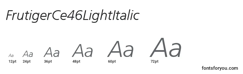 Размеры шрифта FrutigerCe46LightItalic