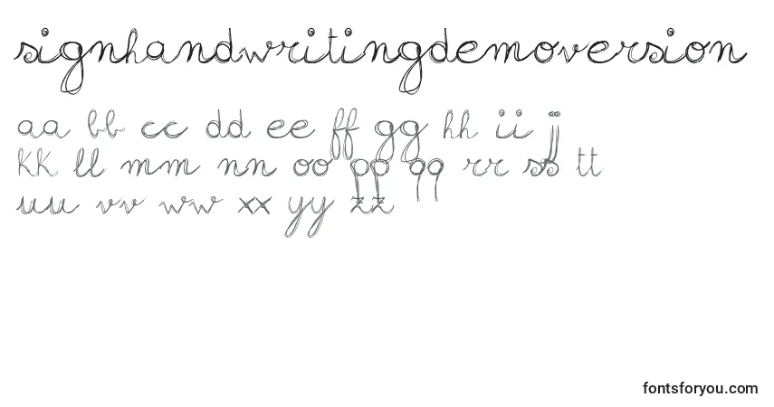 Czcionka SignHandwritingDemoVersion – alfabet, cyfry, specjalne znaki