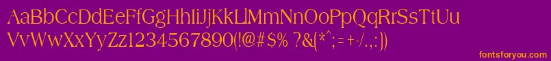 AmphioncondensedRegular-fontti – oranssit fontit violetilla taustalla