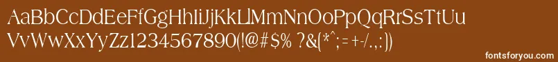 AmphioncondensedRegular-Schriftart – Weiße Schriften auf braunem Hintergrund