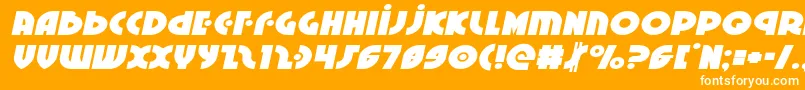 Neuralnomiconexpandital-Schriftart – Weiße Schriften auf orangefarbenem Hintergrund