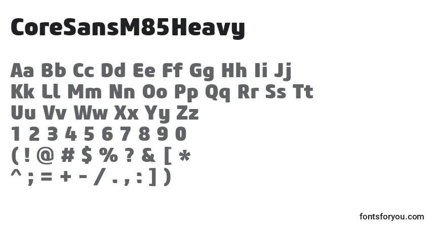 Шрифт CoreSansM85Heavy – алфавит, цифры, специальные символы