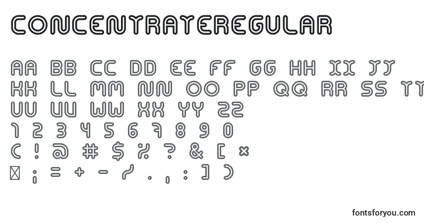 Schriftart ConcentrateRegular – Alphabet, Zahlen, spezielle Symbole