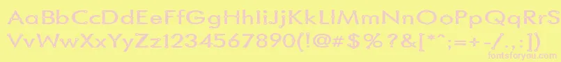 BlacksmithDelightSemiwide-fontti – vaaleanpunaiset fontit keltaisella taustalla