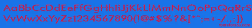 BlacksmithDelightSemiwide-fontti – punaiset fontit sinisellä taustalla