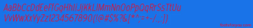 ExpresswaycdltItalic Font – Red Fonts on Blue Background