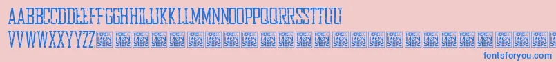 HbmBureauDistressedDonationware Font – Blue Fonts on Pink Background