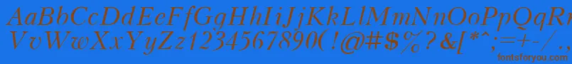 KudrashovItalic.001.001 Font – Brown Fonts on Blue Background