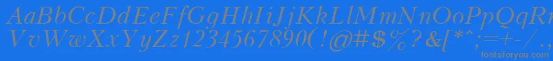 KudrashovItalic.001.001 Font – Gray Fonts on Blue Background