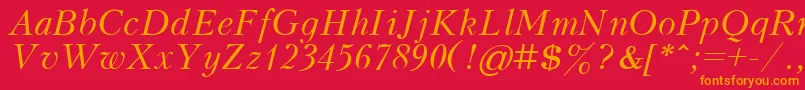 KudrashovItalic.001.001 Font – Orange Fonts on Red Background