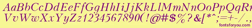 KudrashovItalic.001.001 Font – Purple Fonts on Yellow Background