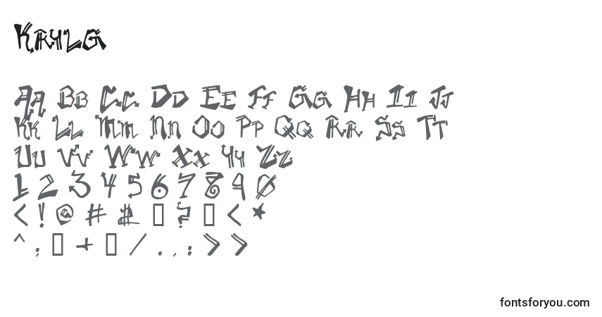 A fonte Krylg – alfabeto, números, caracteres especiais