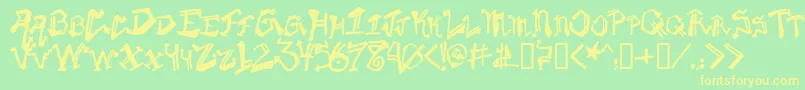フォントKrylg – 黄色の文字が緑の背景にあります