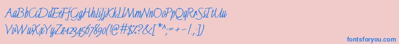 Fonte LinotypeFinerlinerMacro – fontes azuis em um fundo rosa