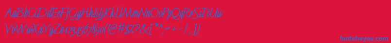 フォントLinotypeFinerlinerMacro – 赤い背景に青い文字