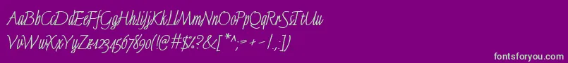 LinotypeFinerlinerMacro Font – Green Fonts on Purple Background