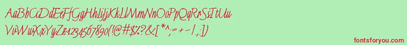 LinotypeFinerlinerMacro Font – Red Fonts on Green Background