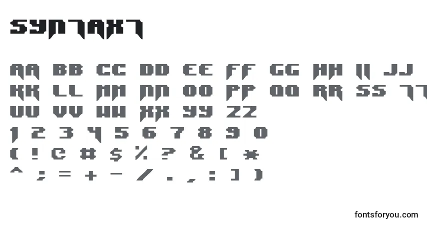 Schriftart SyntaxT – Alphabet, Zahlen, spezielle Symbole