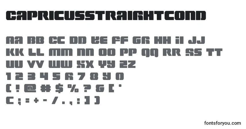 Czcionka Capricusstraightcond – alfabet, cyfry, specjalne znaki